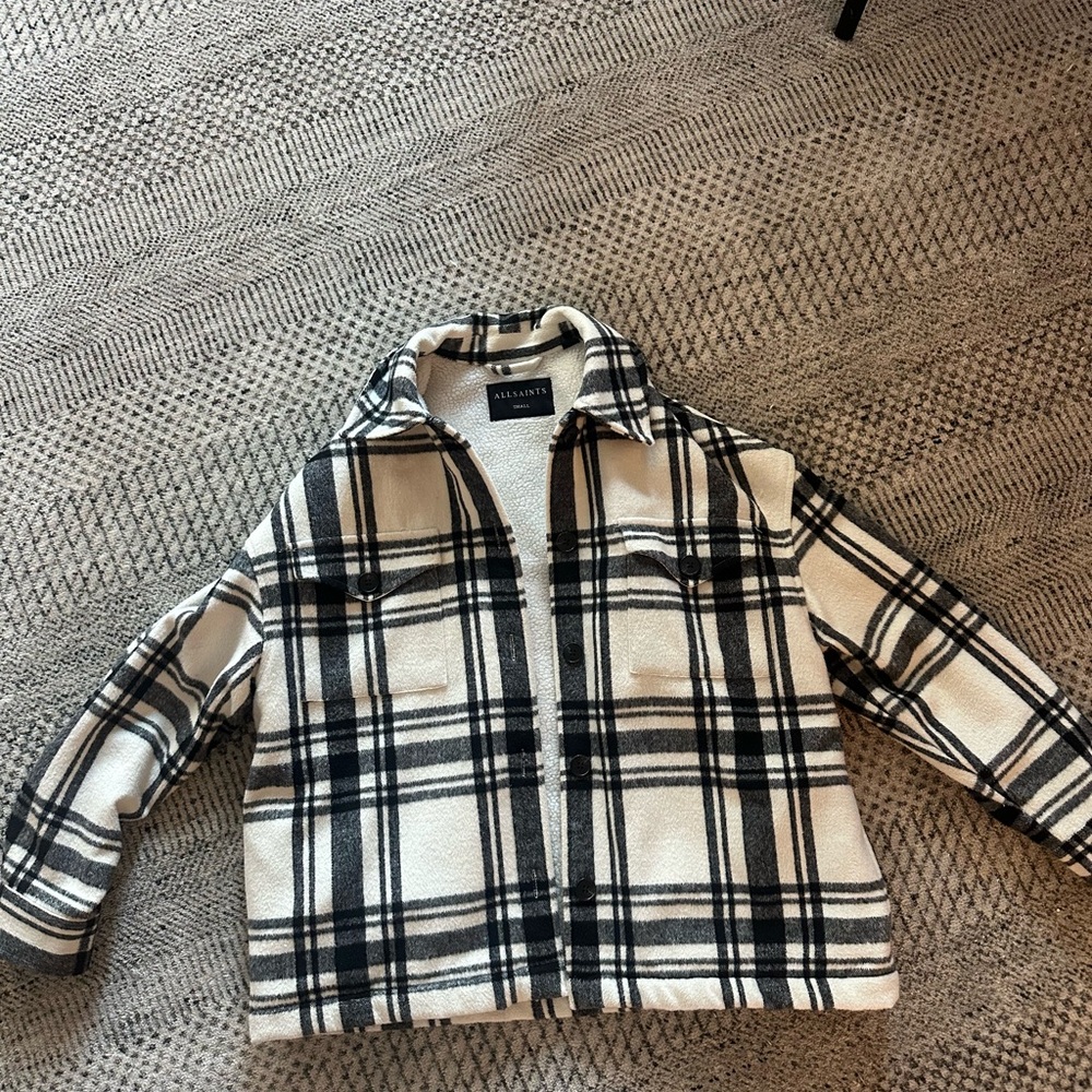 All Saints Black and White Plaid Jacket